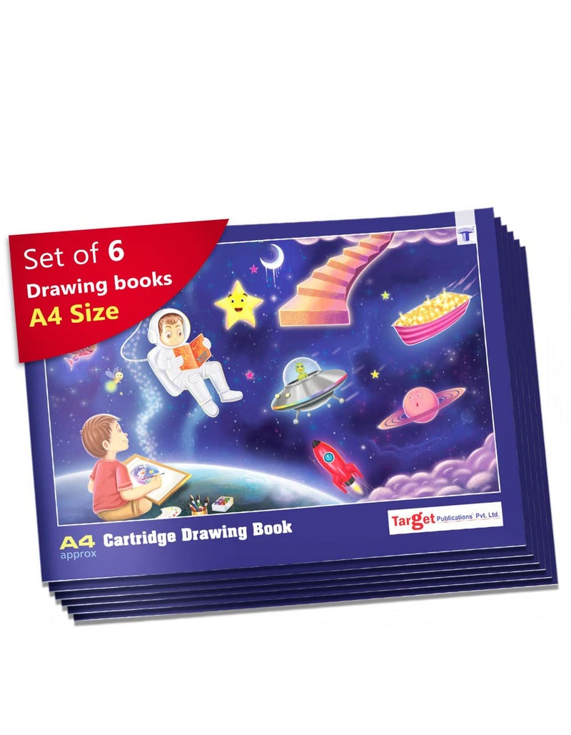 TARGET PUBLICATIONS A4 Blank Drawing Book for Kids and Artists | Sketch Book for Kids and Painters | 34 Pages | White Blank Unruled Pages | 29.5 x 21 cm Approx | Soft Cover | Sketching, Colouring & Painting | Pack of 6 - Image 1
