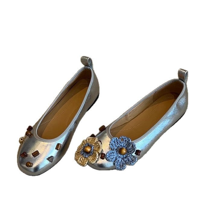2025 Flat DIY Flowers Rivet Mary Jane Shoes - Image 1