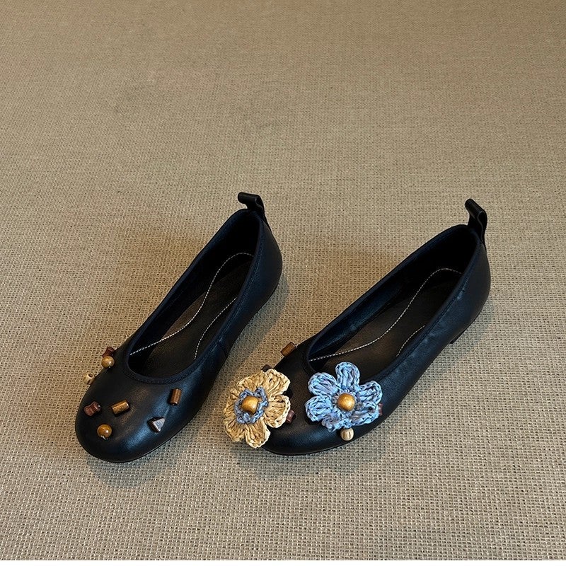 2025 Flat DIY Flowers Rivet Mary Jane Shoes - Image 2