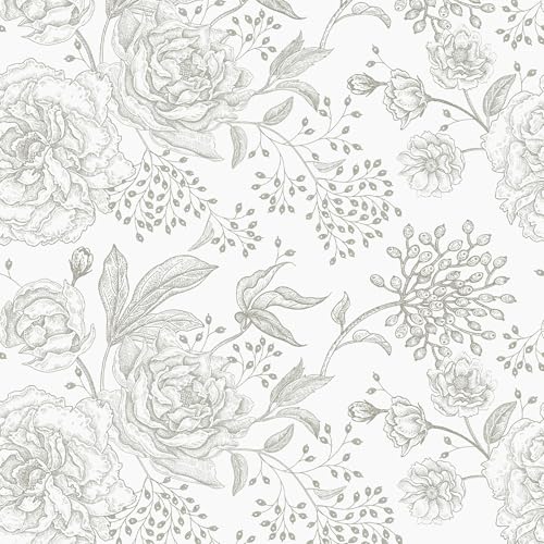 WESTICK Boho Peel and Stick Wallpaper Neutral Floral Contact Paper Waterproof Cream Vintage Flower Wallpaper for Bedroom Retro Decorative Contact Paper for Cabinets Laundry Room Farmhouse 175x100 - Image 1