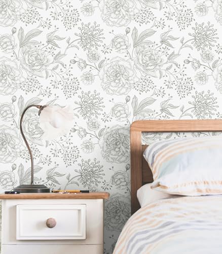 WESTICK Boho Peel and Stick Wallpaper Neutral Floral Contact Paper Waterproof Cream Vintage Flower Wallpaper for Bedroom Retro Decorative Contact Paper for Cabinets Laundry Room Farmhouse 175x100 - Image 3