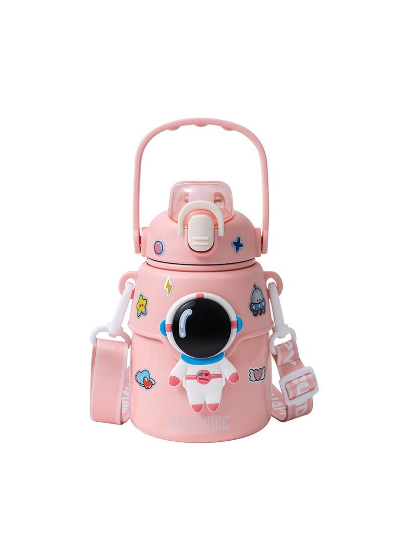 Kids Insulated Cup 316 Stainless Steel Straw Large Capacity Pink (send stickers + 3D stickers) - Image 1