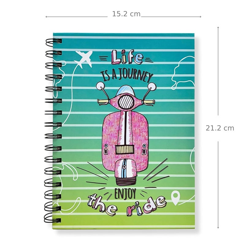 Articious Scooter Spiral Notebook | A5 Size 21x17 cm | 190 Ruled Pages | 80 GSM Thick Paper | Aesthetic Hardbound Journal for Writing, School, Office & Gifting - Image 4