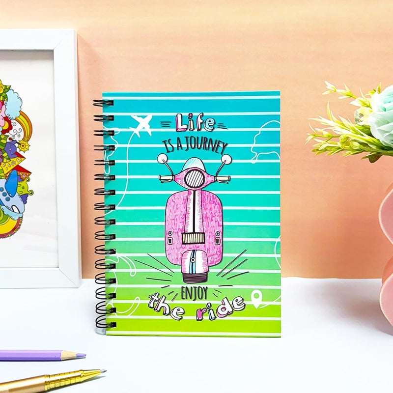 Articious Scooter Spiral Notebook | A5 Size 21x17 cm | 190 Ruled Pages | 80 GSM Thick Paper | Aesthetic Hardbound Journal for Writing, School, Office & Gifting - Image 1