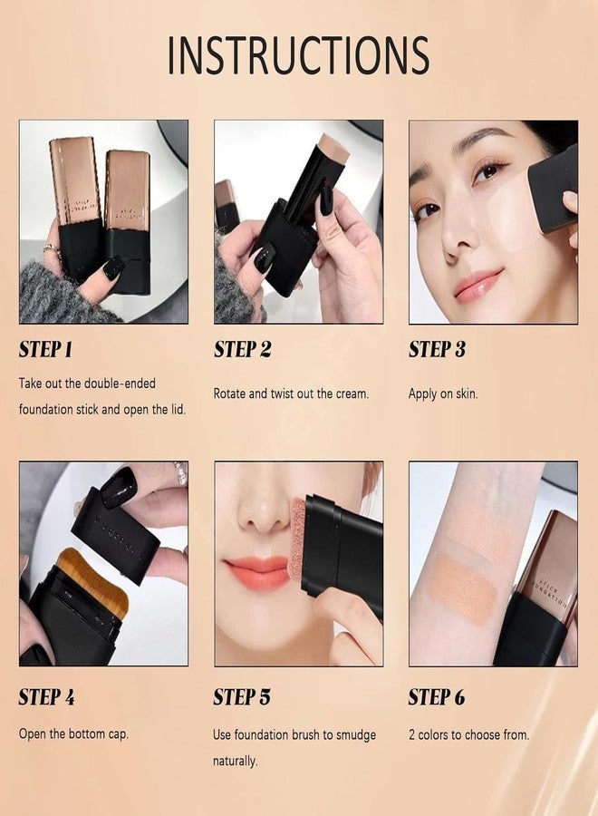 HavenFlix Stick Foundation with Built-in Brush, 2 in 1 Luxury Anti-Wrinkle Foundation Stick, Anti-Wrinkle Flawless, Long-Lasting Double Head Foundation Make Up Stick with Brush - Natural, 1 PCS - Image 3