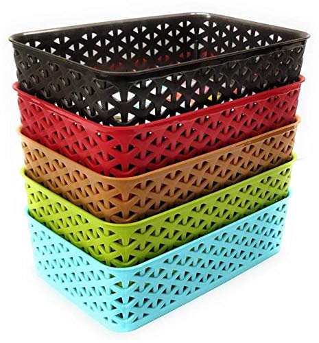 CSM® Storage Baskets for Stationery, Cosmetics, Medicines, Kitchen Tools or Cutlery- Set of 5 Baskets(L*B*H = 20cm* 13cm* 5.5cm) - Image 1