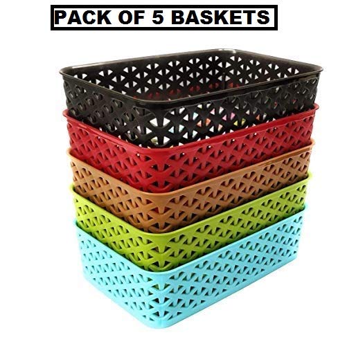 CSM® Storage Baskets for Stationery, Cosmetics, Medicines, Kitchen Tools or Cutlery- Set of 5 Baskets(L*B*H = 20cm* 13cm* 5.5cm) - Image 5