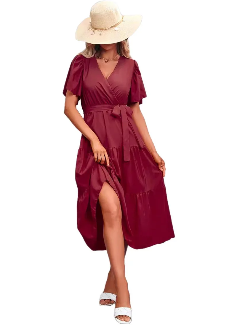 يونيكي Red Solid Fit & Flare Dress