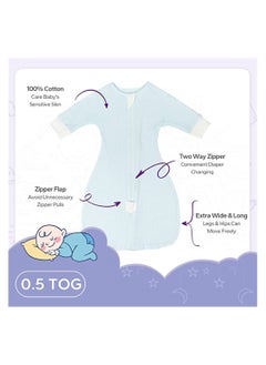 SYOSI Baby Cotton Sleeping Bag, Half-Long Sleeve Baby Mesh Sleep Sack, Wearable Blanket with Hollowed Breathable Dots for Newborn, Light Blue - pzsku/Z9C792D319968DCF10B5BZ/45/_/1698454647/6e0936e0-b869-46ea-858b-c7aee3772696