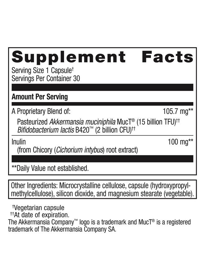 ميتاجينكس Metagenics UltraFlora Triplebiotic with Akkermansia - مكمل غذائي لصحة الأمعاء ووظيفة حاجز الأمعاء* - يحتوي على البريبايوتيك والبروبيوتيك والبوستبيوتيك - 30 كبسولة - Image 2