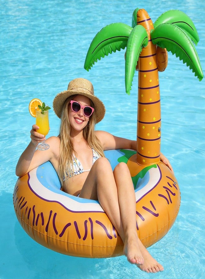 WUEURU Inflatable Palm Tree Pool Float,Hawaiian Tropical Funny Seating Design,Giant Coconut Pool Floaties for Adults Summer Beach Party Accessories - Image 1