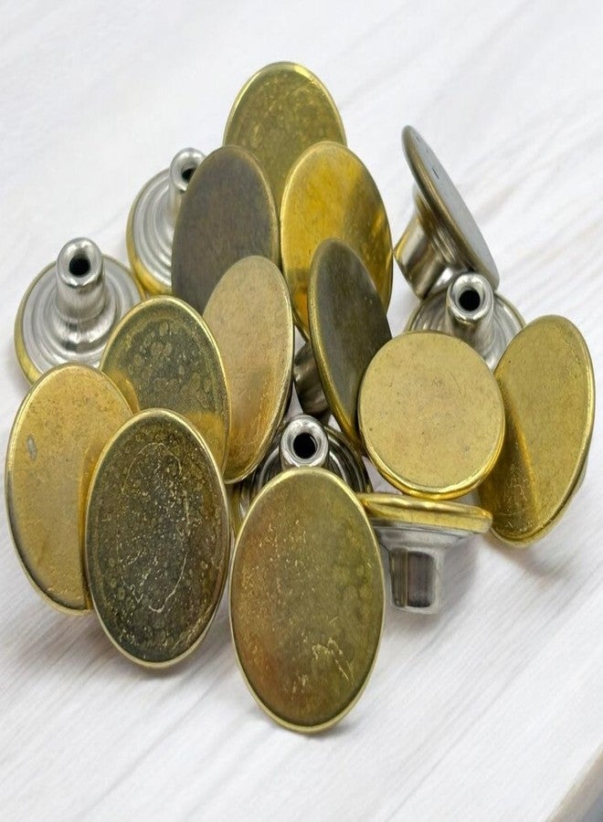 REENA Big 20mm Plain Golden 10pc Jeans Button Pack of 10 No Sew Jeans Tack Buttons 20 mm Show Jeans Glossy Buttons Hammer on Set with Rivets (Big 20mm Plain Golden 10pc) - Image 1