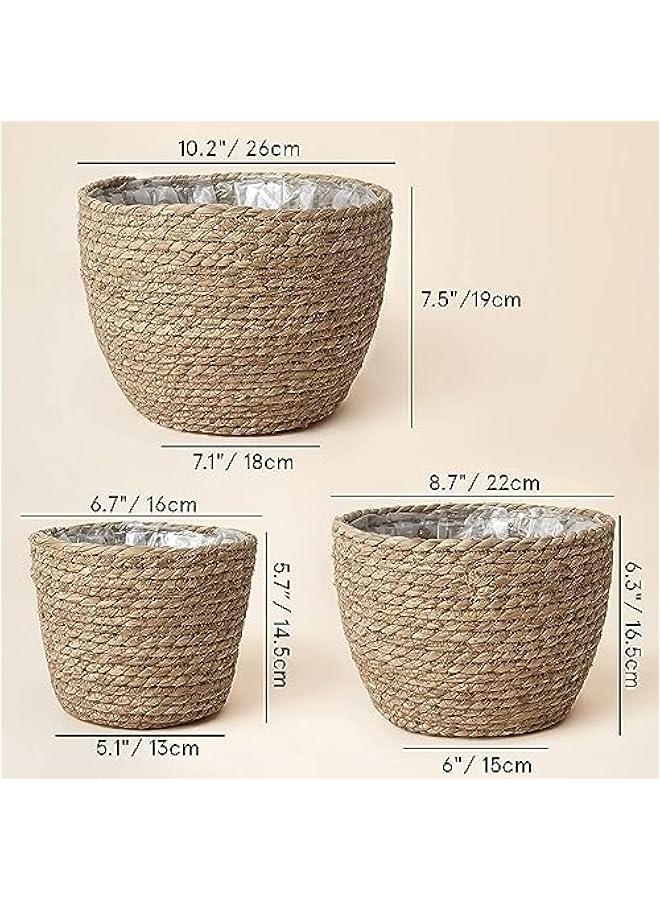 هوكور HOOKOR 3Pcs Seagrass Planter Basket Indoor or O utdoor, Flower Pots Cover,Natural Plant Containers, Home decorations, Gardening decorations - Image 2