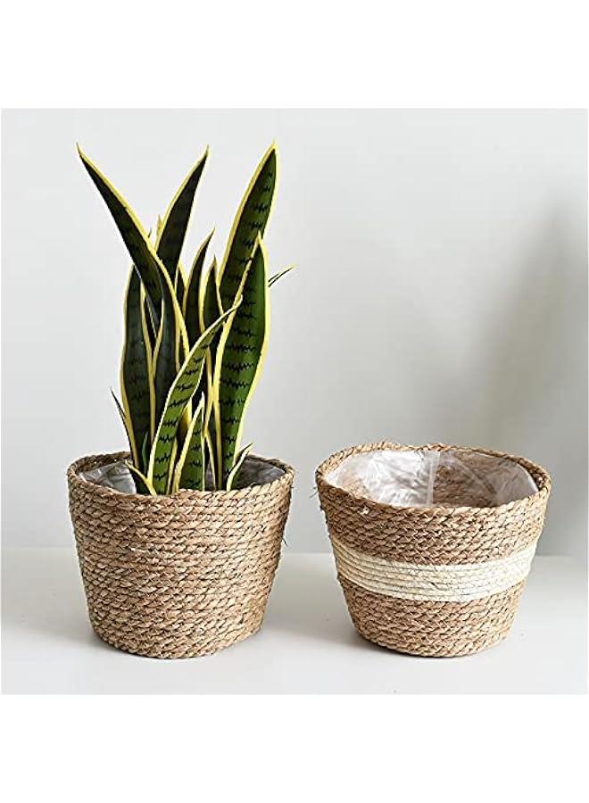 هوكور HOOKOR 3Pcs Seagrass Planter Basket Indoor or O utdoor, Flower Pots Cover,Natural Plant Containers, Home decorations, Gardening decorations - Image 4