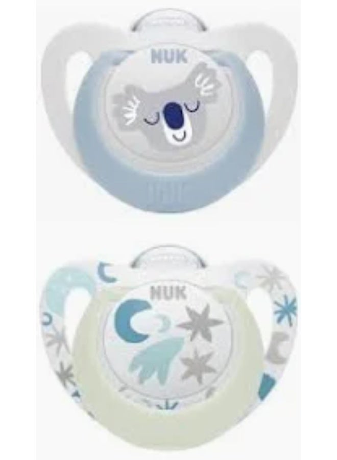 Nuk baby pacifier blue bear white 0-6 month 2 piece
