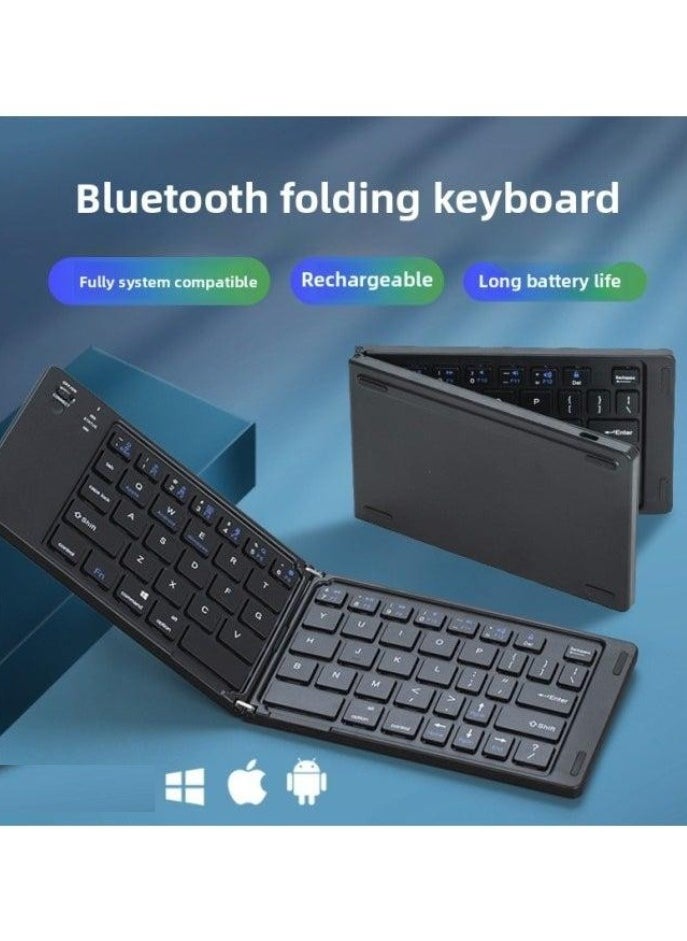 TIGER B028 Two-Fold Portable Mini Bluetooth Keyboard – Compact Foldable Wireless Keypad with Rechargeable Battery & Charging Indicator Light | Compatible with Android, iOS & Windows | Quiet Office Typing | Lightweight for Travel & Remote Work | Color: Black  - Image 3