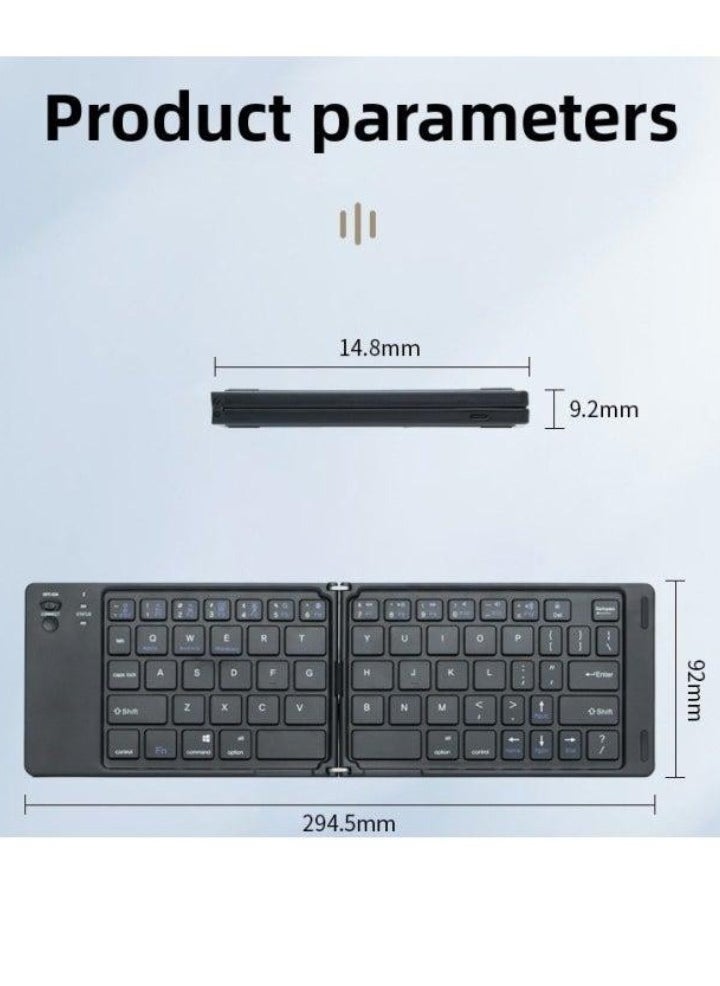 TIGER B028 Two-Fold Portable Mini Bluetooth Keyboard – Compact Foldable Wireless Keypad with Rechargeable Battery & Charging Indicator Light | Compatible with Android, iOS & Windows | Quiet Office Typing | Lightweight for Travel & Remote Work | Color: Black  - Image 4