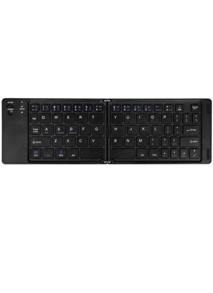 TIGER B028 Two-Fold Portable Mini Bluetooth Keyboard – Compact Foldable Wireless Keypad with Rechargeable Battery & Charging Indicator Light | Compatible with Android, iOS & Windows | Quiet Office Typing | Lightweight for Travel & Remote Work | Color: Black  - Image 1