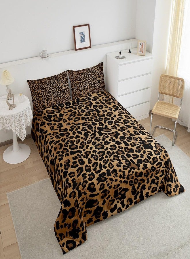Feelyou Kids Black Brown Leopard Comforter Set Queen Size Animal Print Duvet Quilt for Boys Girls Teens Cheetah Bedding Set Breathable Soft Women Men Safari Bedroom Decor with 2 Pillow Case - Image 4