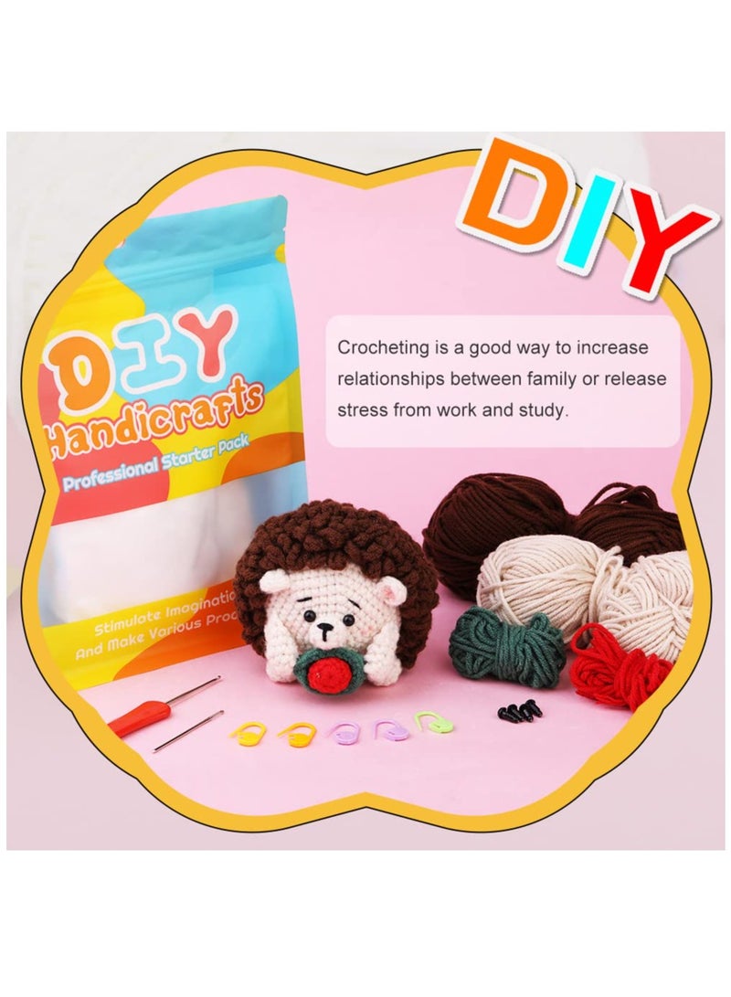 Excefore Crochet Kit for Beginners, Crochet Animal Kit, Crochet Starter Kit Knitting Kit with Crochet Hooks, Yarn, Step-by-Step Instructions Video, Crochet Set for Beginners, Hedgehog - Image 5