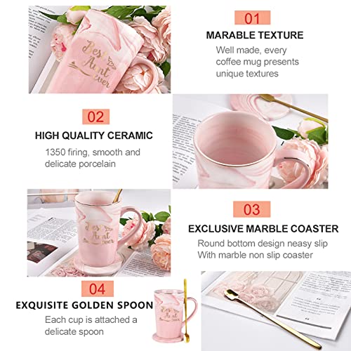 Cabtnca Aunt and Uncle Gifts, Best Aunt Uncle Ever Mug, Mothers Day Father Day Birthday Christmas Gift for Aunties & Uncles from Niece Nephew, 14Oz Pink&White - Image 5