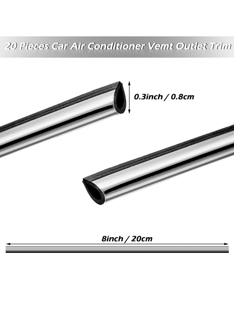 20pcs Car Air Conditioner Vent Outlet Trim Car Interior Moulding Trim  Chrome PVC Car Interior Trim Vent Outlet Trim Decoration Strip for All Straight Air Vent Outlet Silver - Image 3