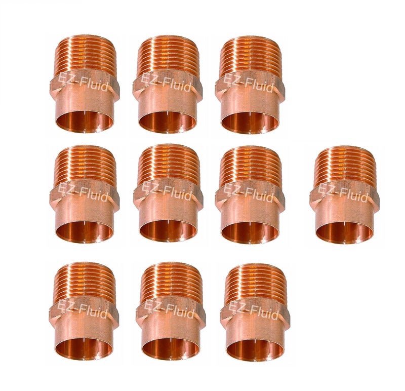 EZ-FLUID (10pcs)  Plumbing 1 C X MIP LF Copper Male NPT Adapter Pressure Copper Fittings,Sweat Solder Connection for Residential,Commercial Tube Pipe - Image 1