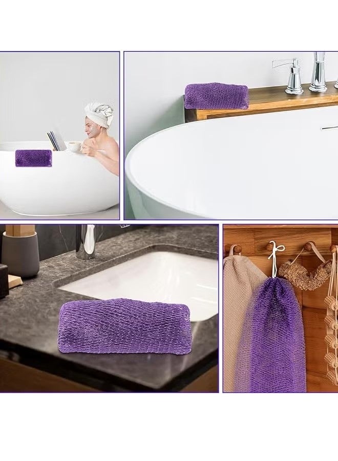 African Net Sponge, Exfoliating Body Scrubber with Handles, Premium African Net Sponge for Luxurious Bathing Experience (Purple) - Image 2