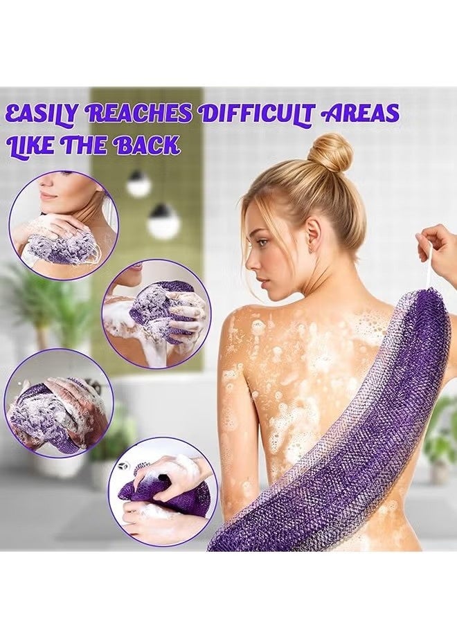 African Net Sponge, Exfoliating Body Scrubber with Handles, Premium African Net Sponge for Luxurious Bathing Experience (Purple) - Image 3
