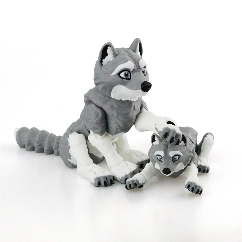 LehuoMaker 3D Printed Animals Wolf Flexible Articulated Poseable 3D Printed Animals Fidget Desk Pets Gift Classroom Rewards Toys - Image 3