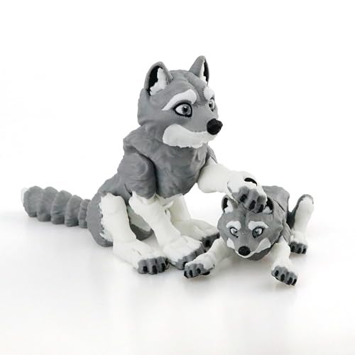 LehuoMaker 3D Printed Animals Wolf Flexible Articulated Poseable 3D Printed Animals Fidget Desk Pets Gift Classroom Rewards Toys - Image 1