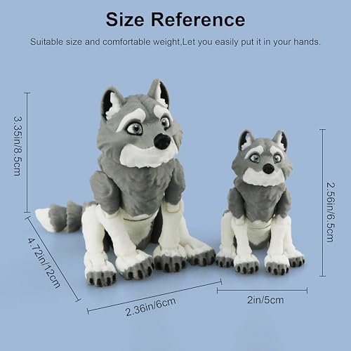 LehuoMaker 3D Printed Animals Wolf Flexible Articulated Poseable 3D Printed Animals Fidget Desk Pets Gift Classroom Rewards Toys - Image 5