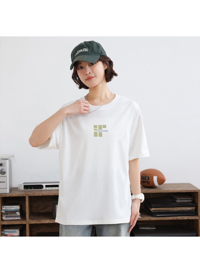 Jeanswest short Sleeve T-shirt Unisex Summer Loose Slim-fit Couple Tee Round Neck Top - Image 3