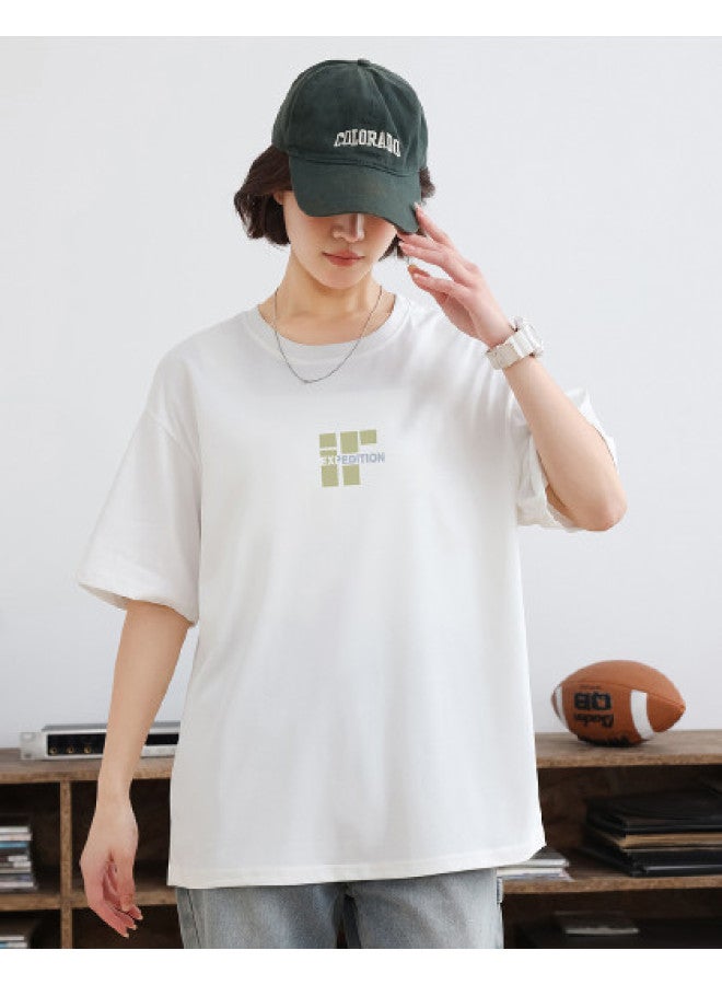 Jeanswest short Sleeve T-shirt Unisex Summer Loose Slim-fit Couple Tee Round Neck Top - Image 1