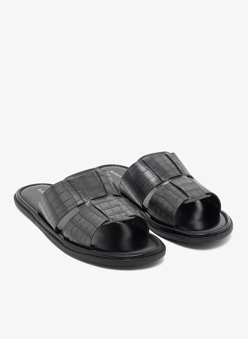 Robert Wood Croc Emboss Cross Strap Sandals