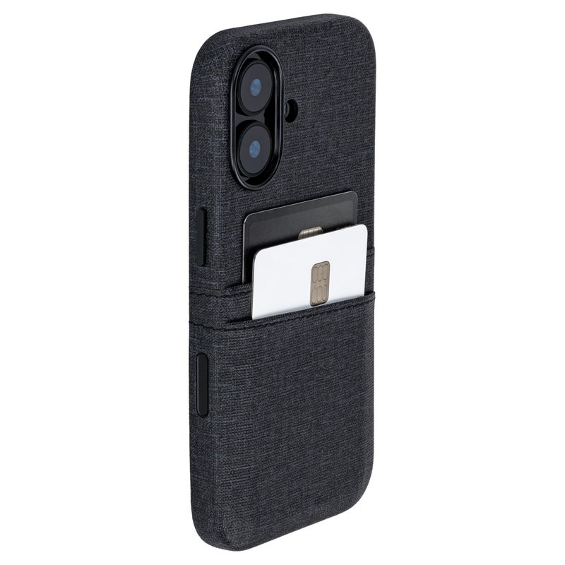 Dockem Card Case for iPhone 17 with Magnetic Mounting Plate Camera Control Button Wallet with 2 Holder Slots M2 Luxe CanvasStyle Synthetic Leather Charcoal Black - Image 2