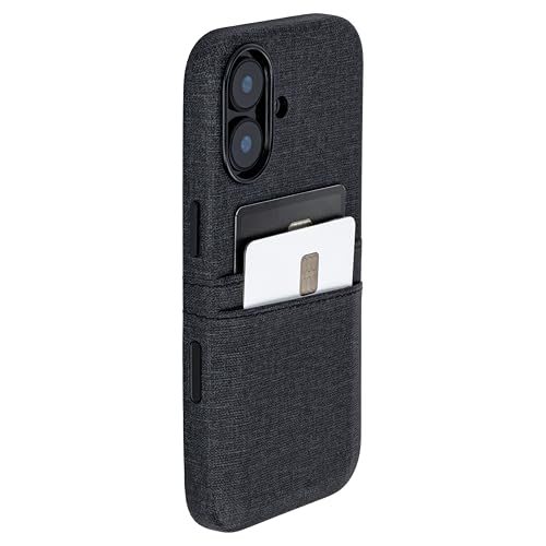 Dockem Card Case for iPhone 17 with Magnetic Mounting Plate Camera Control Button Wallet with 2 Holder Slots M2 Luxe CanvasStyle Synthetic Leather Charcoal Black - Image 1