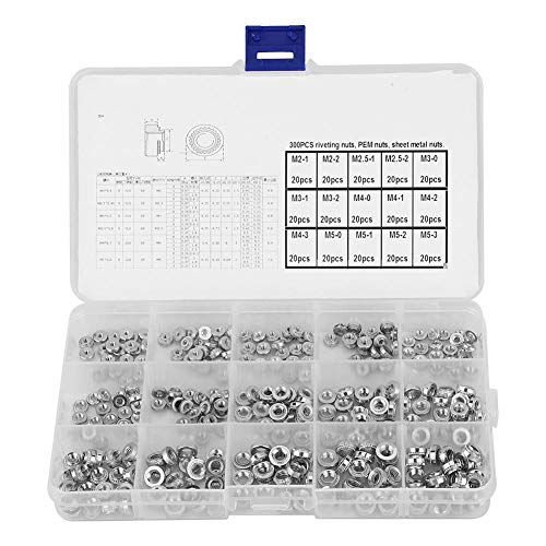 Thincol 300PCS Pressure Riveting Nut, M2/M2.5/M3/M4/M5 Self-Clinching Nuts, Types S Metric Thin Plates PEM Rivet Nut, Metal Fastener Tool - Image 1