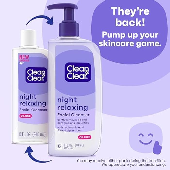 Clean & Clear 2-Pack Day & Night Daily Face Cleansers, Morning Burst Hydrating Facial Cleanser & Night Relaxing Deep Cleansing Face Wash, Oil-Free & Won't Clog Pores, 2 x 8 fl. oz - Image 3