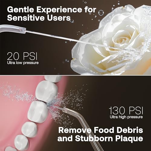Bitvae C6 Water Dental Flosser Teeth Picks, Portable Cordless Oral Irrigator, IPX7 Waterproof Braces Flossers Cleaner, 5 intensities 6 Jet Tips, Rechargeable Water Dental Picks for Cleaning, Pink - Image 5