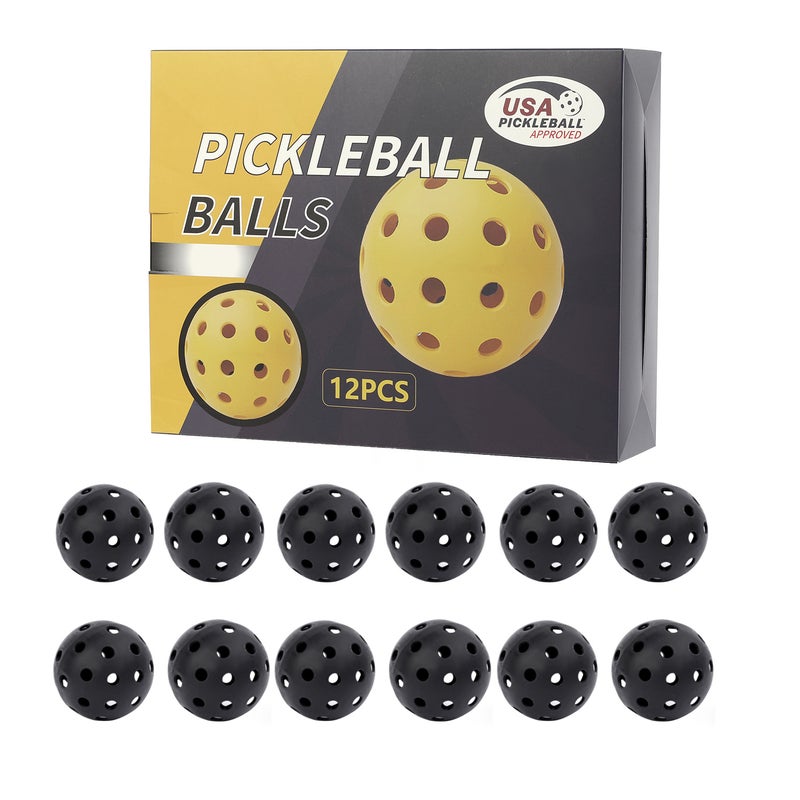 Generic Professional Glow Pickleball 40-Hole Gift Box Set 12 black 40 hole ball [color box packaging]]