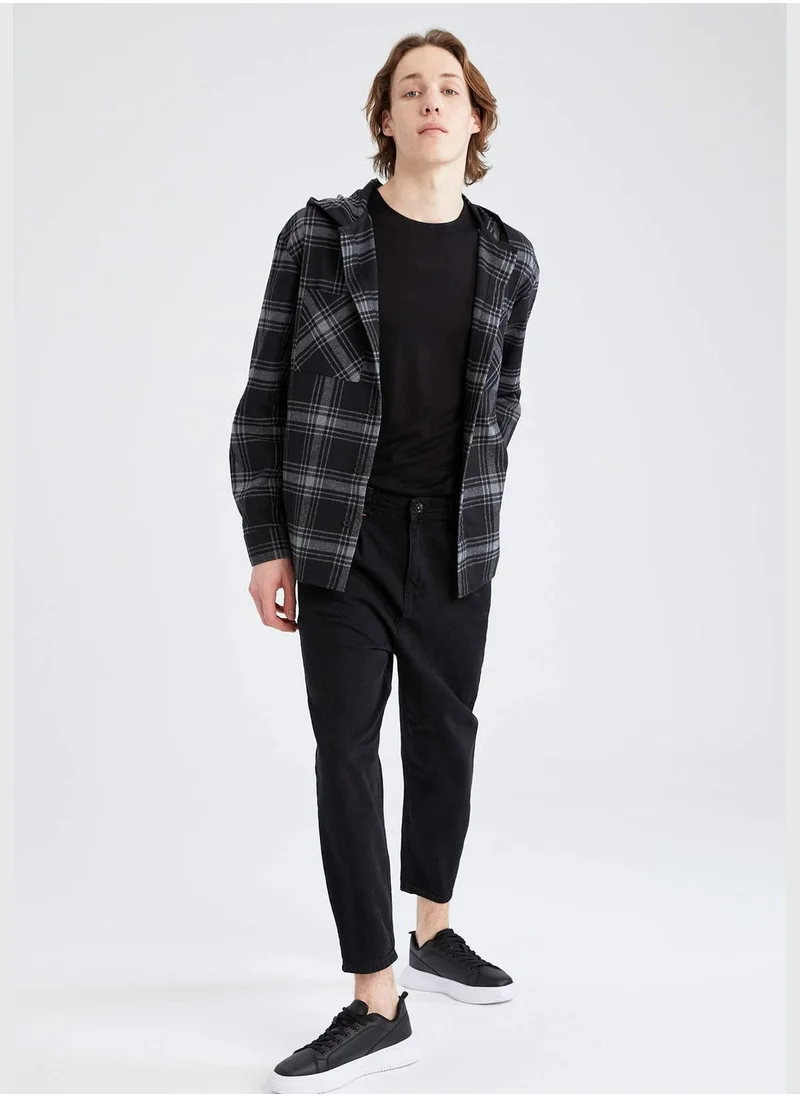 DeFacto Long Sleeve Back Print Hooded Shirt