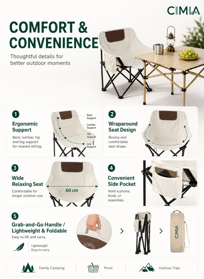 CIMIA 5-Piece Camping Table and Chairs Set, Foldable Outdoor Picnic Furniture Set with 4 Portable Chairs and 1 Folding Table, Lightweight Camping Chair Set for Family Camping, Desert Trips, Beach and Garden Use - Image 5