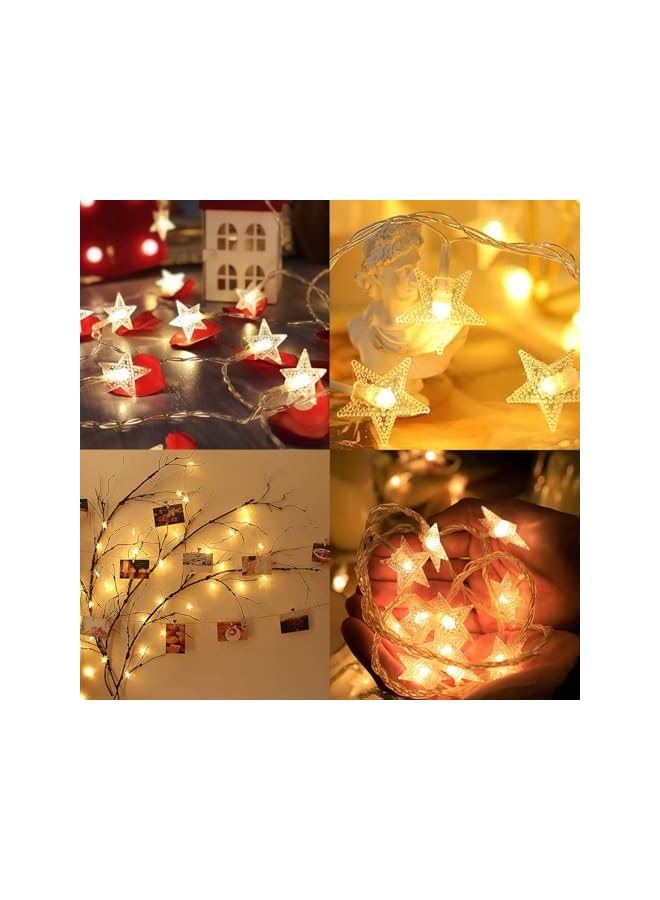 The Bros أضواء النجوم المتلألئة، 20 قدم 40 لمبة LED دافئة تعمل بالبطارية، أضواء خرافية على شكل نجوم للتعليق في غرفة النوم، السيارة، المخيم، الحفلات، المنزل، الداخلية والخارجية، زينة عيد الميلاد، عيد الميلاد - Image 5