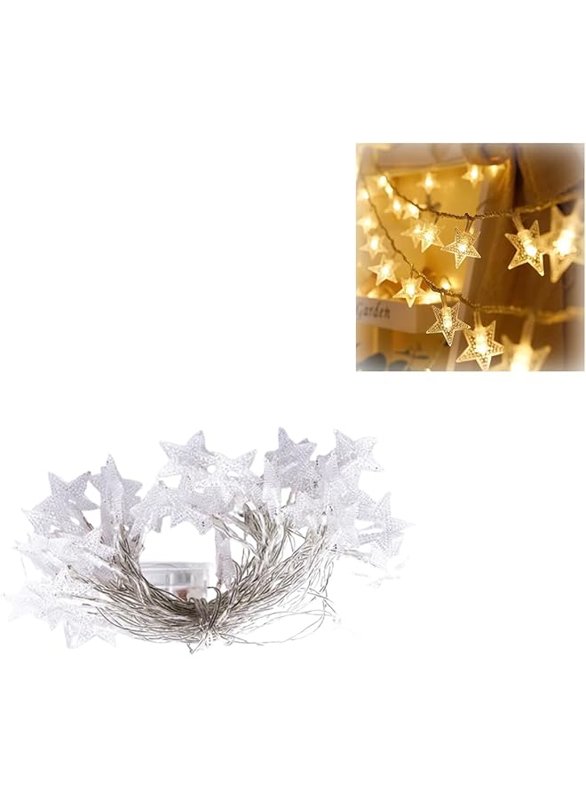 The Bros أضواء النجوم المتلألئة، 20 قدم 40 لمبة LED دافئة تعمل بالبطارية، أضواء خرافية على شكل نجوم للتعليق في غرفة النوم، السيارة، المخيم، الحفلات، المنزل، الداخلية والخارجية، زينة عيد الميلاد، عيد الميلاد - Image 1