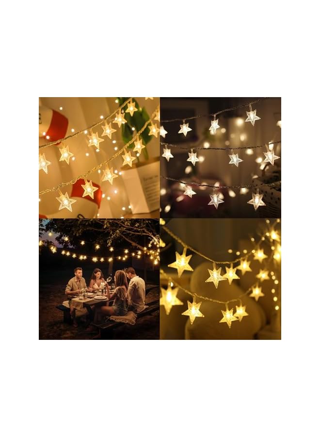 The Bros أضواء النجوم المتلألئة، 20 قدم 40 لمبة LED دافئة تعمل بالبطارية، أضواء خرافية على شكل نجوم للتعليق في غرفة النوم، السيارة، المخيم، الحفلات، المنزل، الداخلية والخارجية، زينة عيد الميلاد، عيد الميلاد - Image 3