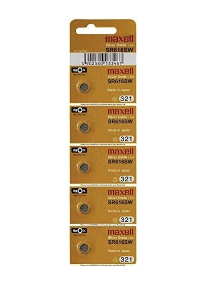 Maxell SR616/321 Silver Oxide 1.55V - 5 Pieces