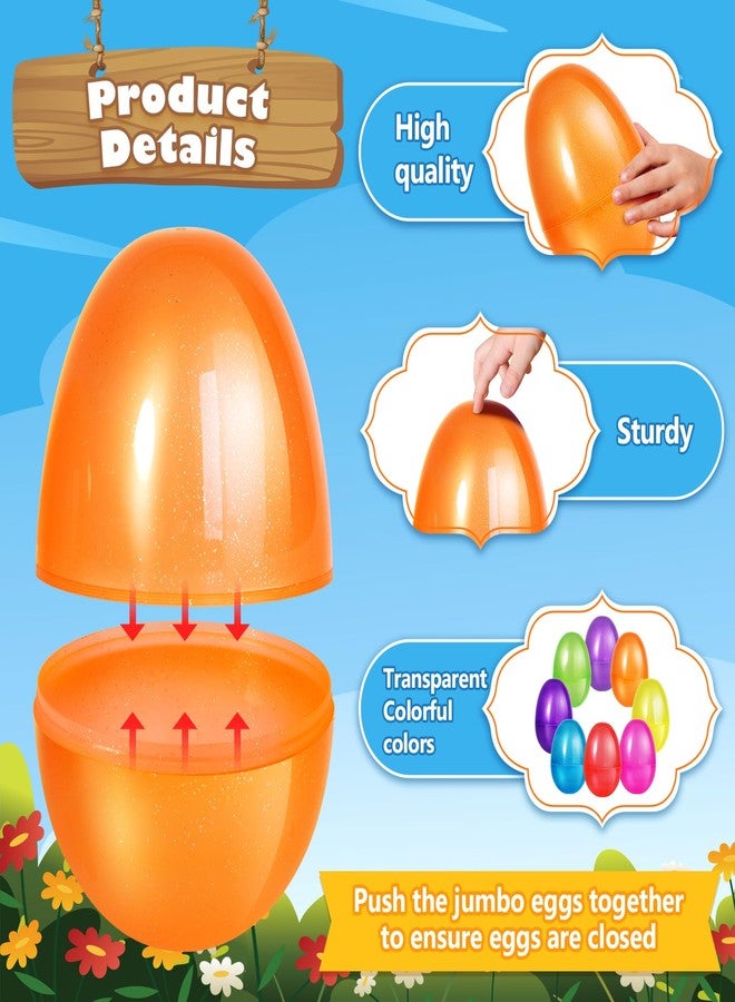 AuroTops 8 Pcs Jumbo Easter Eggs,10 Inch Easter Eggs, Plastic Fillable Easter Egg, Empty Big Easter Egg for Easter Basket Stuffers Easter Decoration, Easter Hunt Party Favors - Image 3