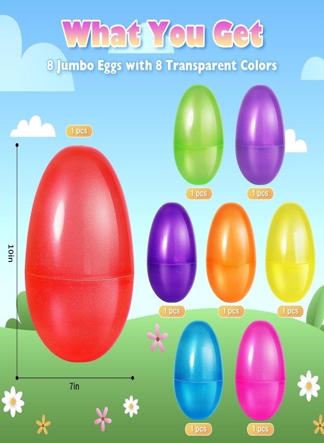AuroTops 8 Pcs Jumbo Easter Eggs,10 Inch Easter Eggs, Plastic Fillable Easter Egg, Empty Big Easter Egg for Easter Basket Stuffers Easter Decoration, Easter Hunt Party Favors - Image 4