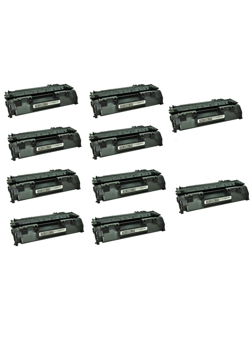 مجموعة 10 عبوات حبر أسود ليزر 05A متوافق مع حبر الطابعات CE505A